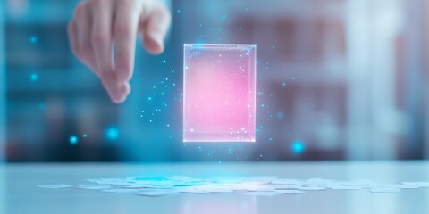 Futuristic Holographic Interface with Handwritten Notes on Table