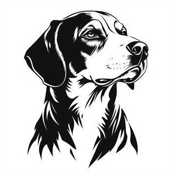recommend clip art: American foxhound dog head side profile portrait silhouette illustration