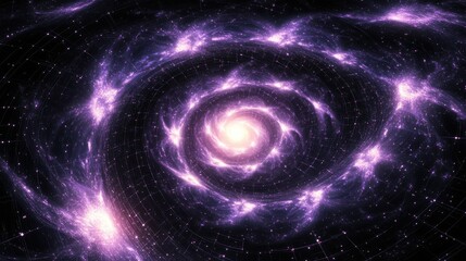 A mesmerizing spiral galaxy with vibrant purple hues creating a cosmic wonder.