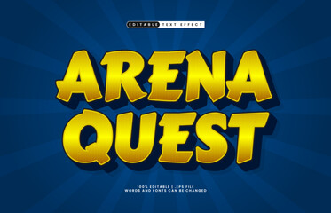 arena quest editable text effect with a game and kids text style