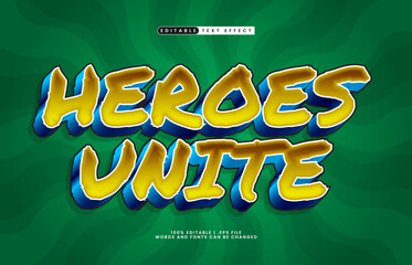 heroes unite editable text effect with a play and happy text style