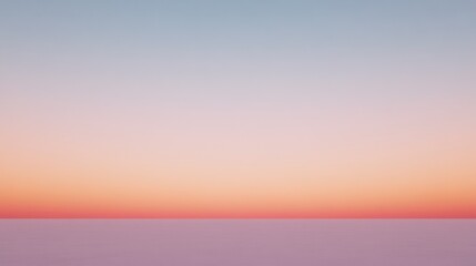 A serene gradient sky blends soft blue and warm peach tones, creating a tranquil horizon over calm waters.