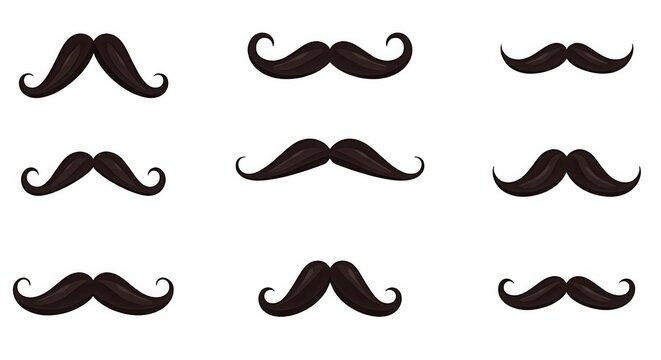 Collection of Vintage Mustache Illustrations for Movember Campaigns and Design Projects