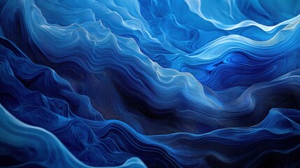 Abstract waves in varying shades of blue, creating a serene and tranquil mood.