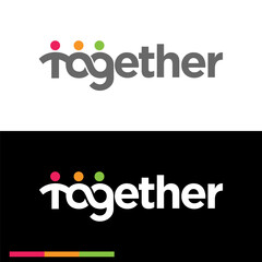 three people holding hands and connected or interaction to each other logo symbol icon flat stock vector design