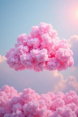 Fototapeta premium A cloud-shaped backdrop for pink cotton candy, soft, pink, fluffy