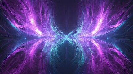 A stunning abstract depiction of a butterfly in vibrant pink and blue hues, evoking a sense of elegance and transformation.