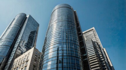 Obraz premium Blue Sky and Glass Structures Portraits of Architectural Elegance