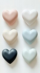 Fototapeta premium Minimalist heart-shaped pattern in soft pastel colors, set on a clean white background, perfect for romantic and elegant designs 