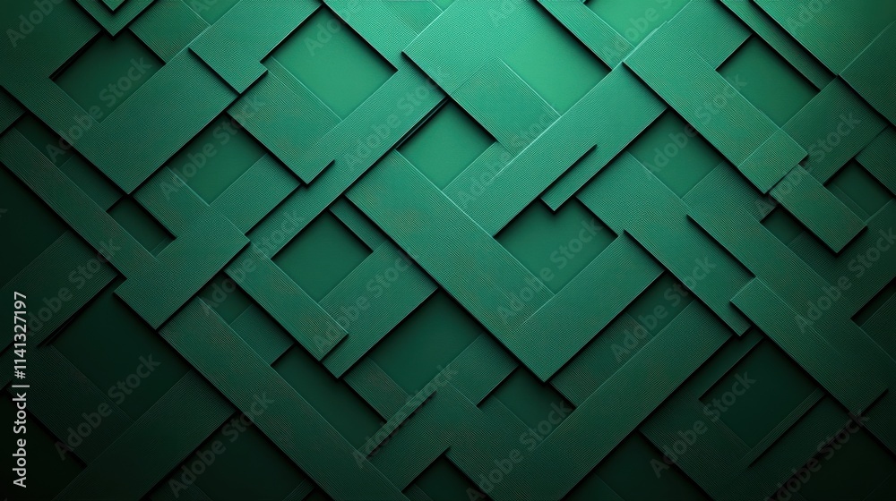 Poster abstract green geometric pattern with layered rectangular shapes creating a modern and dynamic visua