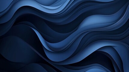 Obraz premium Elegant dark blue paper wave design with abstract fluid background layers