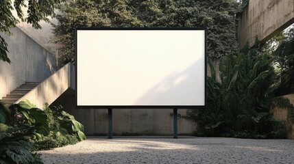 Fototapeta premium Surrounded by lush greenery, the billboard provides visibility.