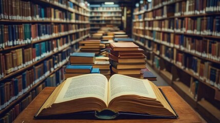 Shelves of books showcasing a deep literary archive for students.