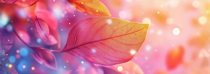 Vibrant Autumn Leaves Showcase: Nature's Colorful Display with Shimmering Lights, Exquisite Details, and Breathtaking Hues.