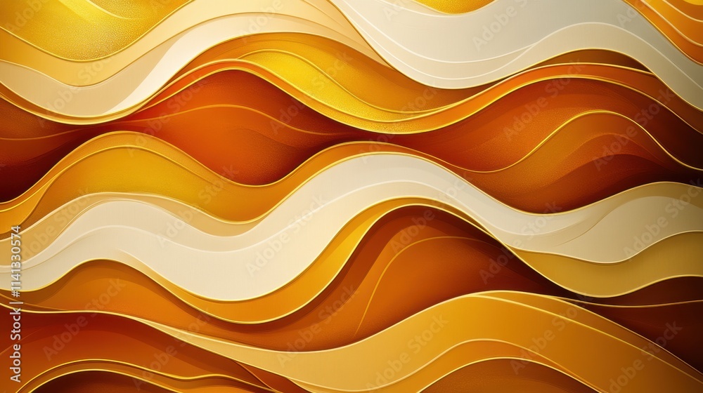 Poster abstract wave patterns in warm golden hues create a dynamic and inviting visual texture.
