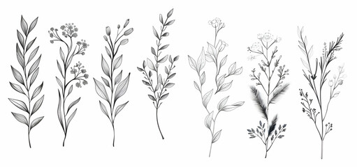 Minimal Botanical Drawing of a Meadow flower