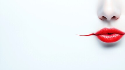 Obraz premium Close-up of a woman's lips with a striking red color and minimalistic design.