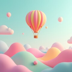 Pastel Dream Hot Air Balloon over Candy Hills