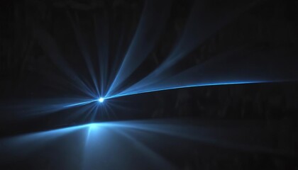 High intensity bright blue beam on black canvas, illumination, glow, blue light