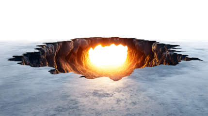 A hole in the ground with a fire in the middle