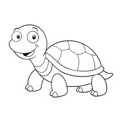 A simple outlined turtle coloring page featuring a cute turtle with bold, clear lines, ready to be filled with vibrant colors. Perfect for kids and creative fun!