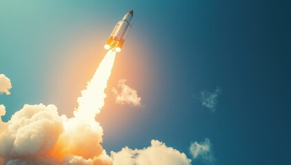 Spacecraft Launching Through the Clouds