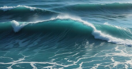 Ocean waves on a soft blue surface with texture, waves, fluidity, blue