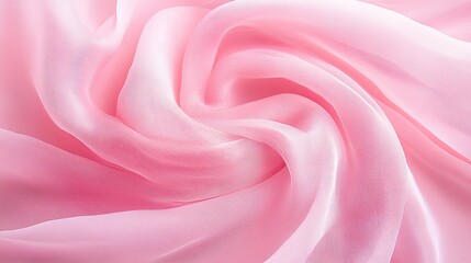 Obraz premium Delicate pink organza chiffon fabric with swirl creased texture for wedding and fashion apparel design