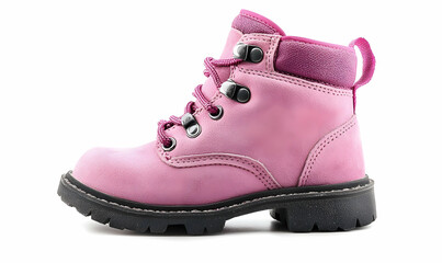 Children's pink boots on a white background