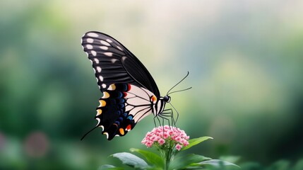 A vibrant butterfly perched on a delicate flower.
