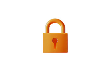 Minimalist Orange Open Padlock Icon on White Background