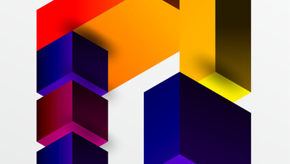 Sleek abstract design featuring isometric 3D blocks in a clean, modern composition. Perfect for tech-inspired themes, with vibrant colors and geometric precision