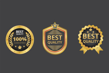 High quality badge vector and labels design elements.Golden badge collection.Premium emblem luxury in gold color.Certificate ribbons vector