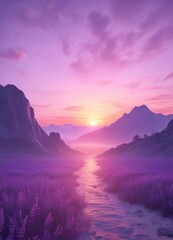 Obraz premium Soft pink sunset fade into lavender hue background , dreamy, peaceful scene, pastel colors