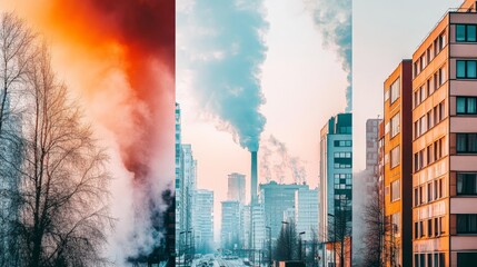 Obraz premium Air Pollution Impact Across Urban Landscapes