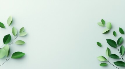 Green leaves arranged artistically on a soft background.