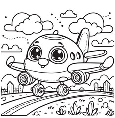 Coloring page design education big plane ready to fly