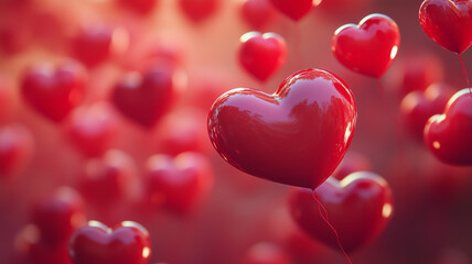 A heart-shaped balloon, romantic concept for Valentine's Day or anniversary, birthday