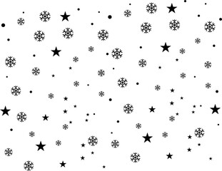 Seamless pattern, vector snowflakes and circles.