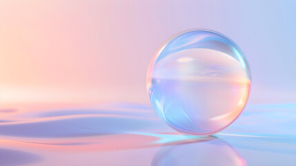 Elegant and Minimalistic Bubble Icon with Translucent Pastel Colors and Light Reflections