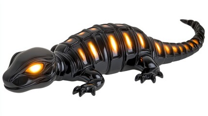Naklejka premium A sleek black salamander figurine with glowing orange accents, showcasing a modern and artistic design.