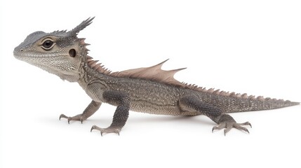 Naklejka premium A detailed image of a lizard with distinctive features, including spikes along its back, showcasing its unique morphology.