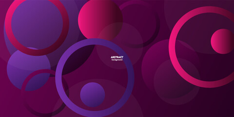 Abstract geometric 3D background with dark purple color design. Colorful pink circle pattern elements. Vector Eps10