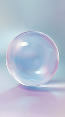 Elegant and Minimalistic Bubble Icon with Translucent Pastel Colors and Light Reflections