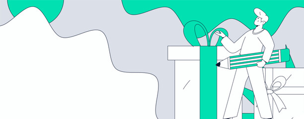 Holiday shopping people doing e-commerce online shopping flat vector concept operation hand drawn illustration
