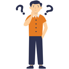 People Think and Ask Question. Flat Vector Illustration