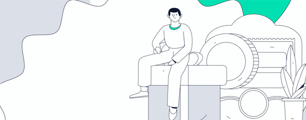 Holiday shopping people doing e-commerce online shopping flat vector concept operation hand drawn illustration
