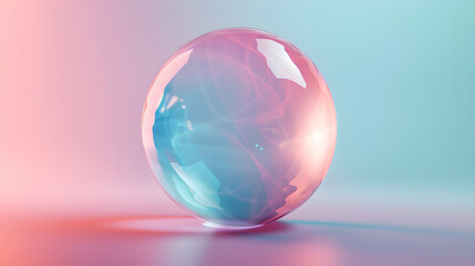 Obraz premium Elegant and Minimalistic Bubble Icon with Translucent Pastel Colors and Light Reflections