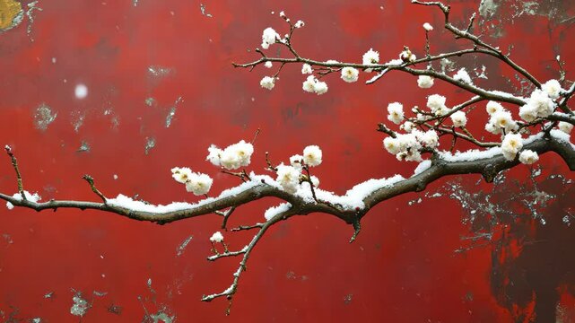 Redwall branches and snow