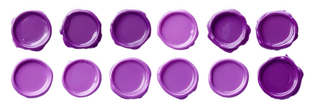 purple wax seals in a row isolated on white background